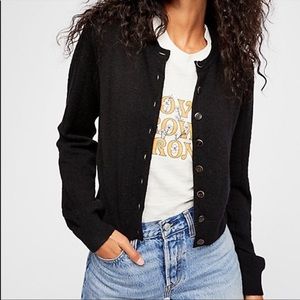 Free People Everyday Cashmere Cardigan Medium Black